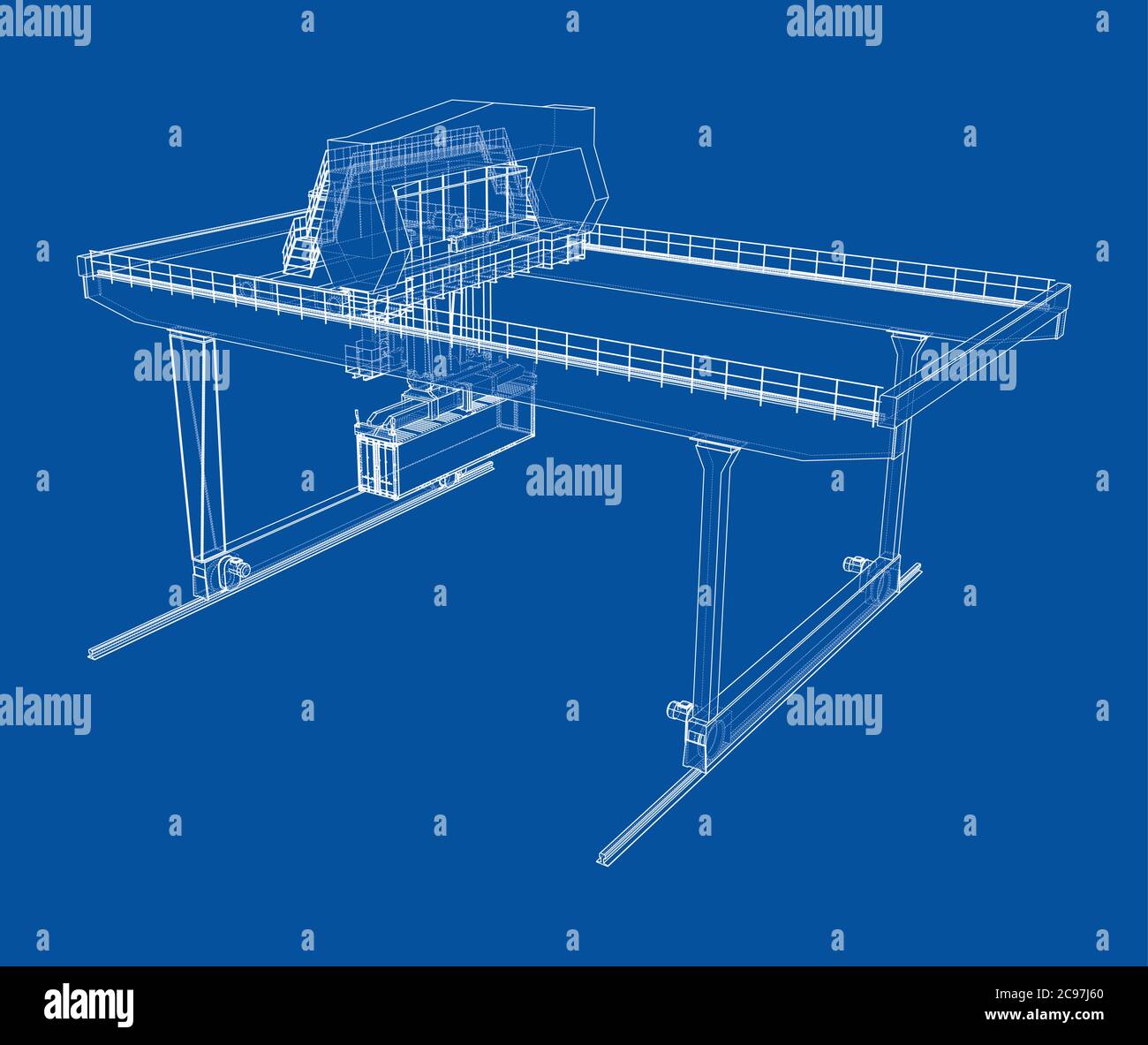 Contour de la grue du conteneur du statif monté sur rail Illustration de Vecteur