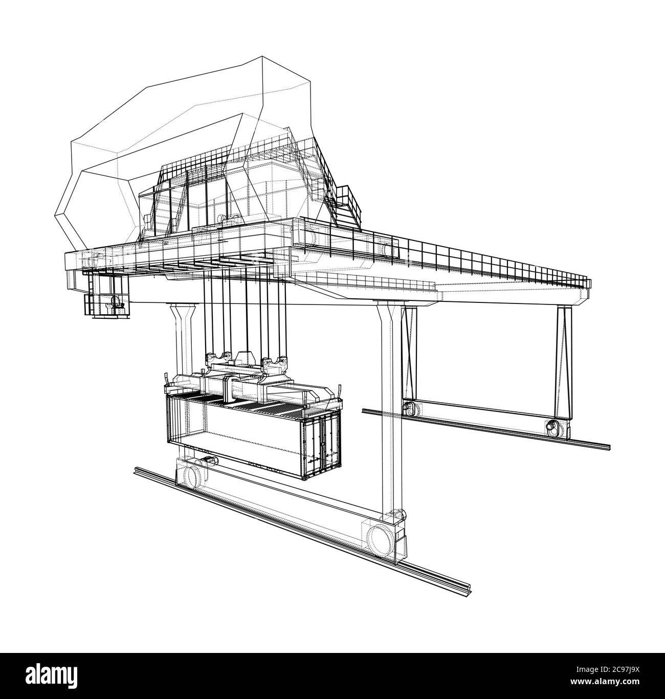 Contour de la grue du conteneur du statif monté sur rail Illustration de Vecteur
