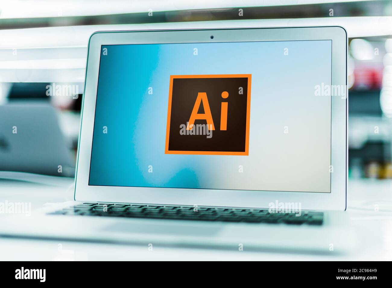 POZNAN, POL - 16 JUIN 2020: Ordinateur portable affichant le logo d'Adobe Illustrator, un éditeur de graphiques vectoriels développé et commercialisé par Adobe Inc Banque D'Images