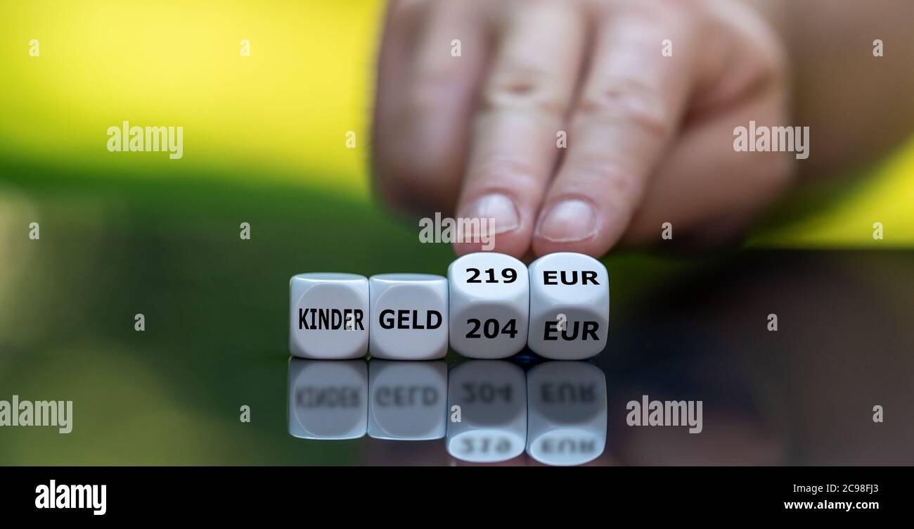 Symbole de la prestation pour enfants ('Kindergeld' en allemand) augmentation de 2021 en Allemagne de 204 euro à 219 euro. Banque D'Images