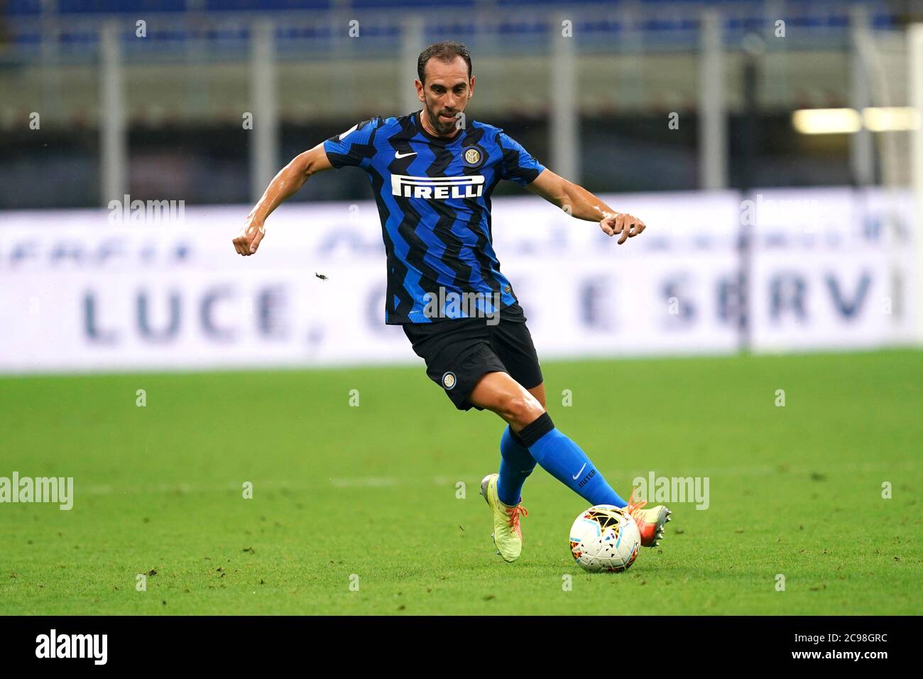 Milan (ITALIE) 28 juillet 2020. Italian Serie A. FC Internazionale vs SSC Napoli. Diego Godin du FC Internazionale . Banque D'Images