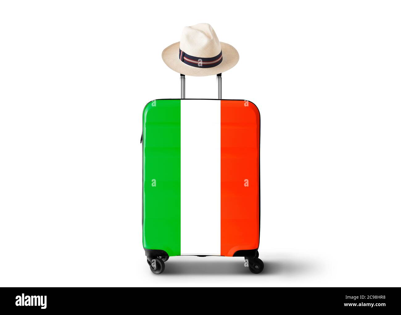 Italie, monuments Italie et valise rétro avec chapeau Banque D'Images