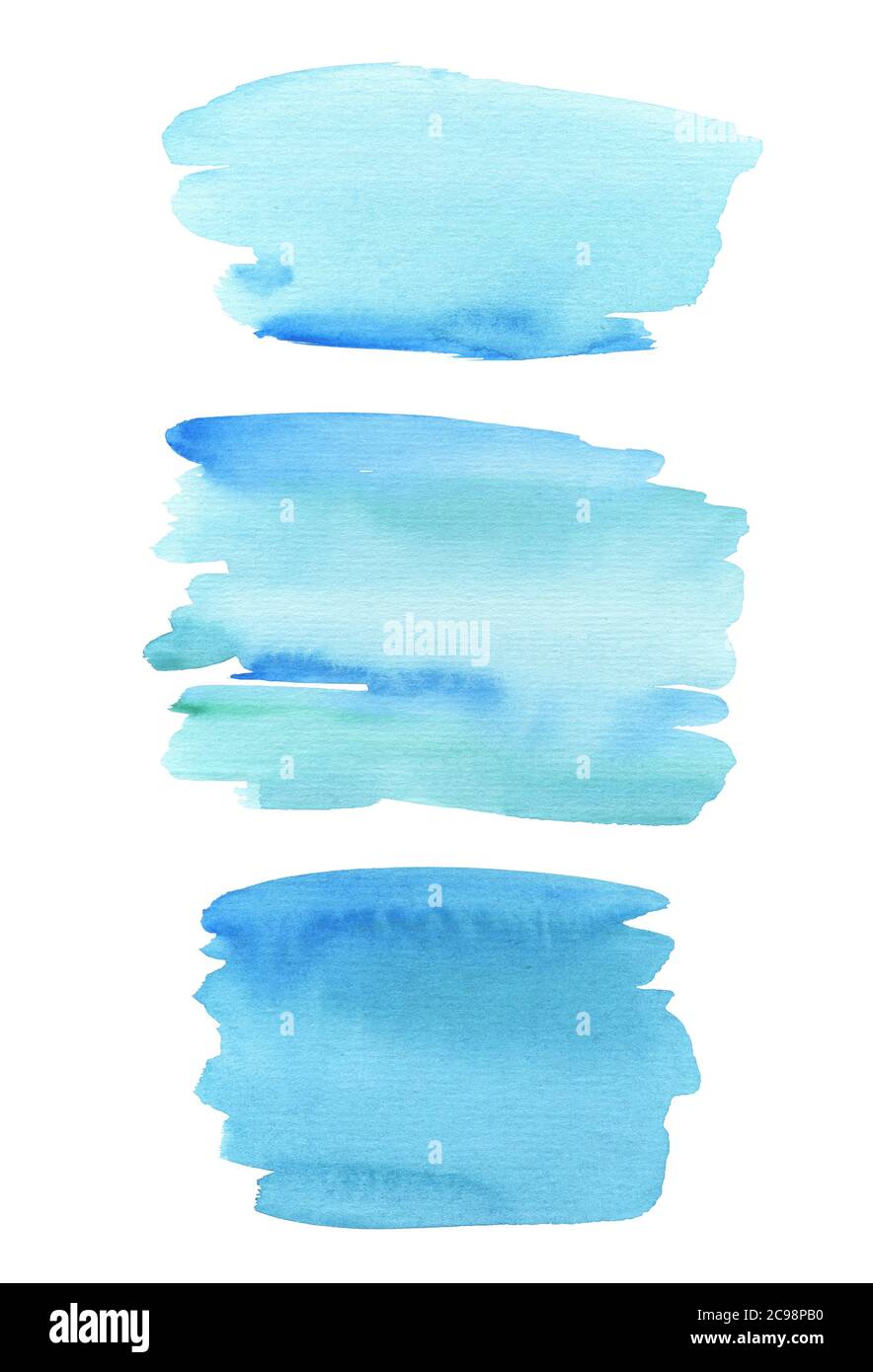 Aquarelle trait abstrait, fond bleu, texture peinte à la main, aquarelles. Design pour arrière-plans, fonds d'écran, couvertures et emballages Banque D'Images