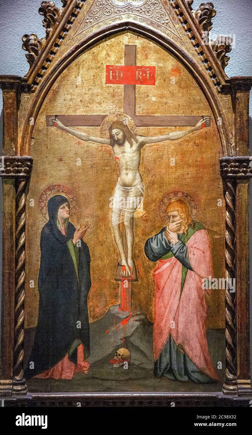 Italie Lombardie Musée Diocèse de Milan - Crucifixion avec la Vierge et Saint Jean: Nardo di Cione 13ème siècle Banque D'Images