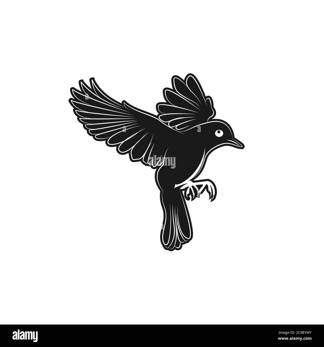 Résumé logo d'oiseau volant design contour style.Flying Bird branche branche holy logo vecteur art illustration.EPS 10 Illustration de Vecteur