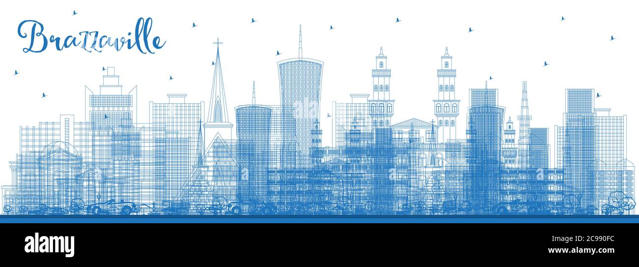 Contour Brazzaville République du Congo Skyline avec Blue Buildings. Illustration vectorielle. Illustration de Vecteur