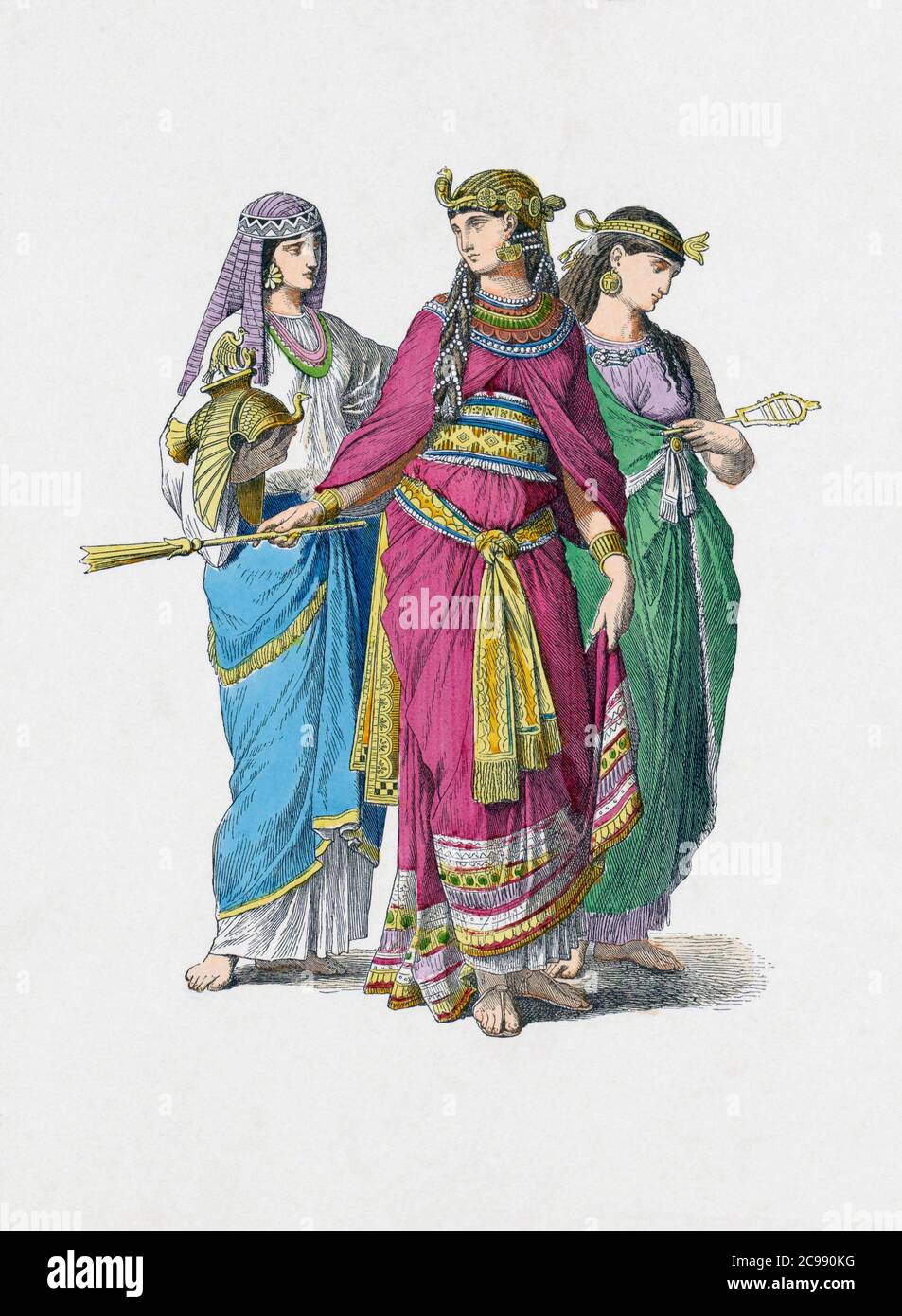 Trois femmes de l'Égypte ancienne en costume contemporain. Après une œuvre  du XIXe siècle par un artiste non identifié Photo Stock - Alamy