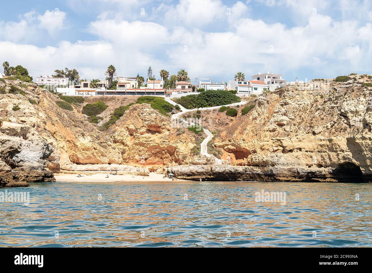 Vue de la mer de la célèbre Praia do Paraiso (plage de Paraiso), Algarve, Portugal Banque D'Images