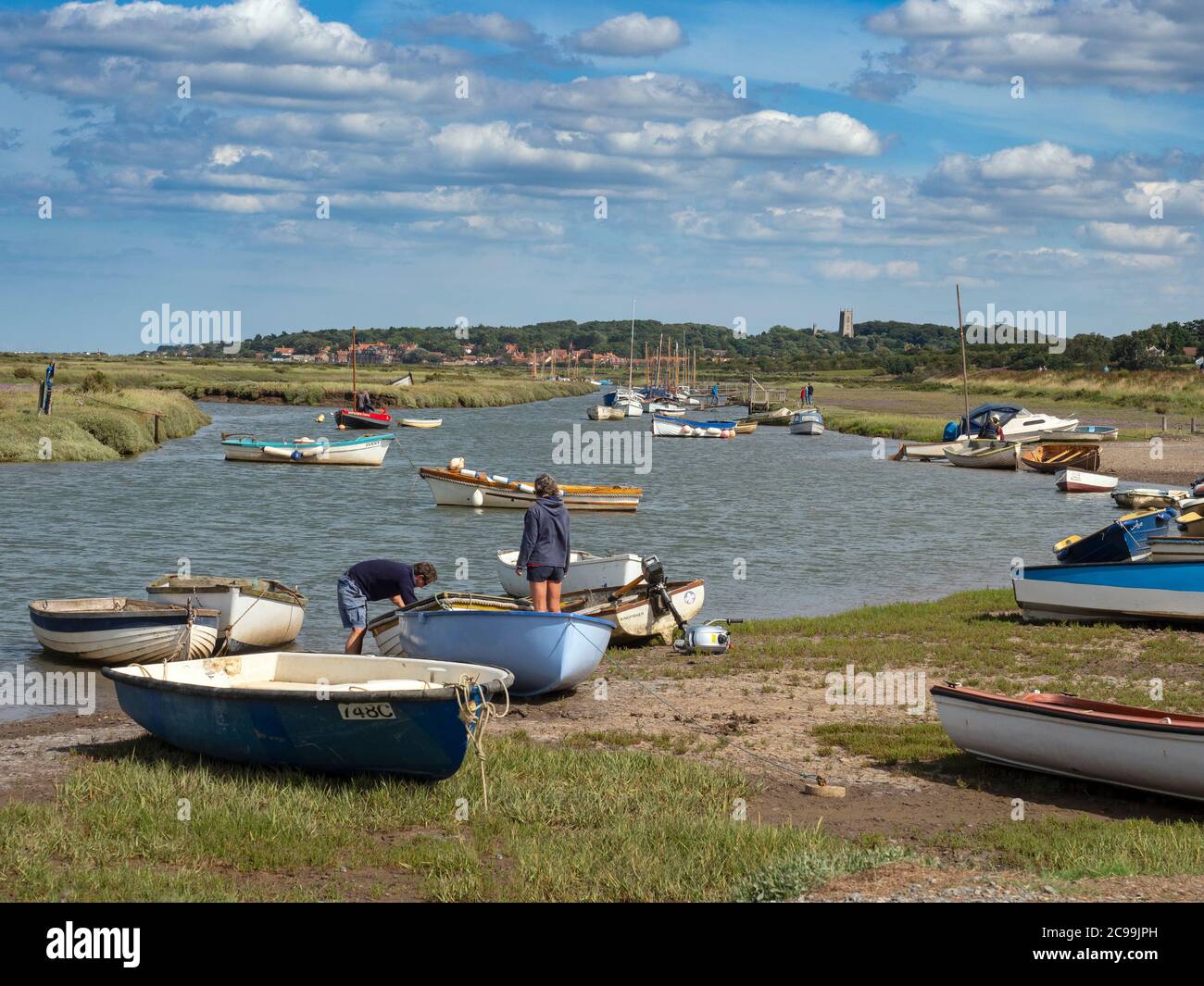 Quai Morston sur la côte nord de Norfolk en été Banque D'Images