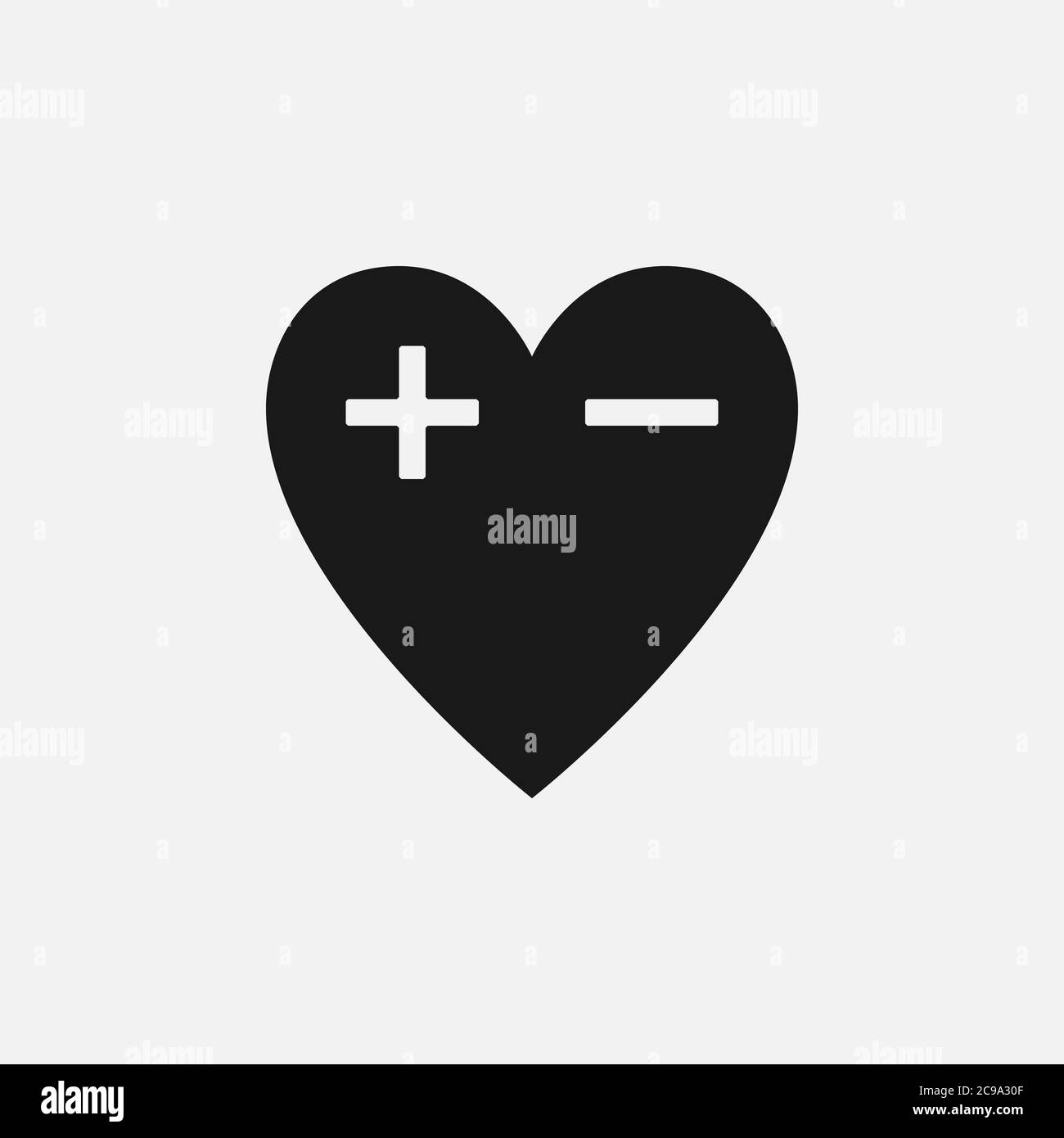 Icône de coeur avec marquage plus et moins Illustration de Vecteur