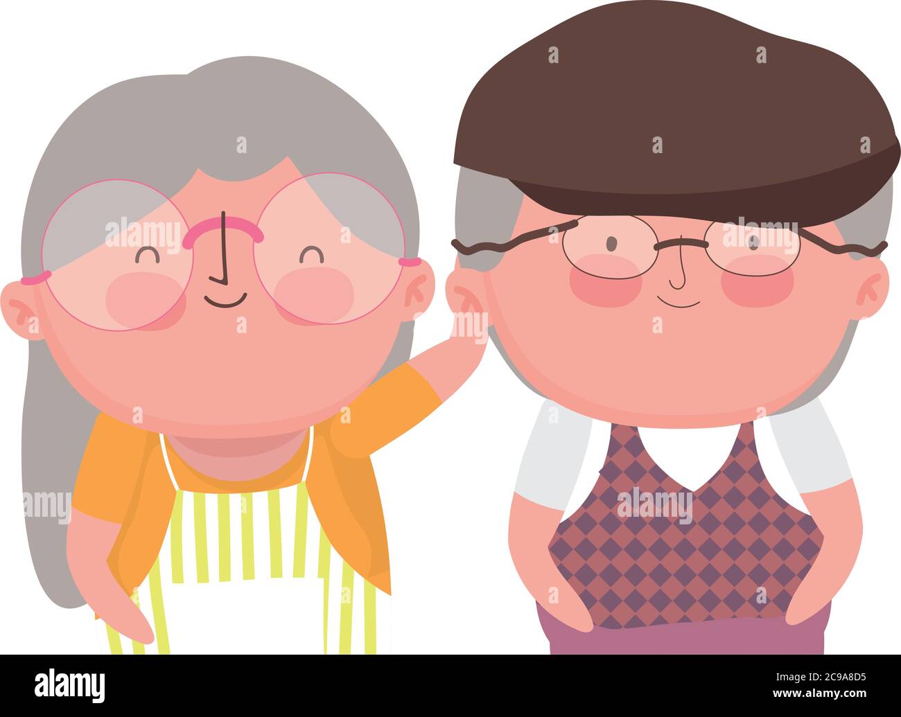 joyeux grand-parents jour, mignon vieux couple portrait dessin animé illustration vectorielle Illustration de Vecteur