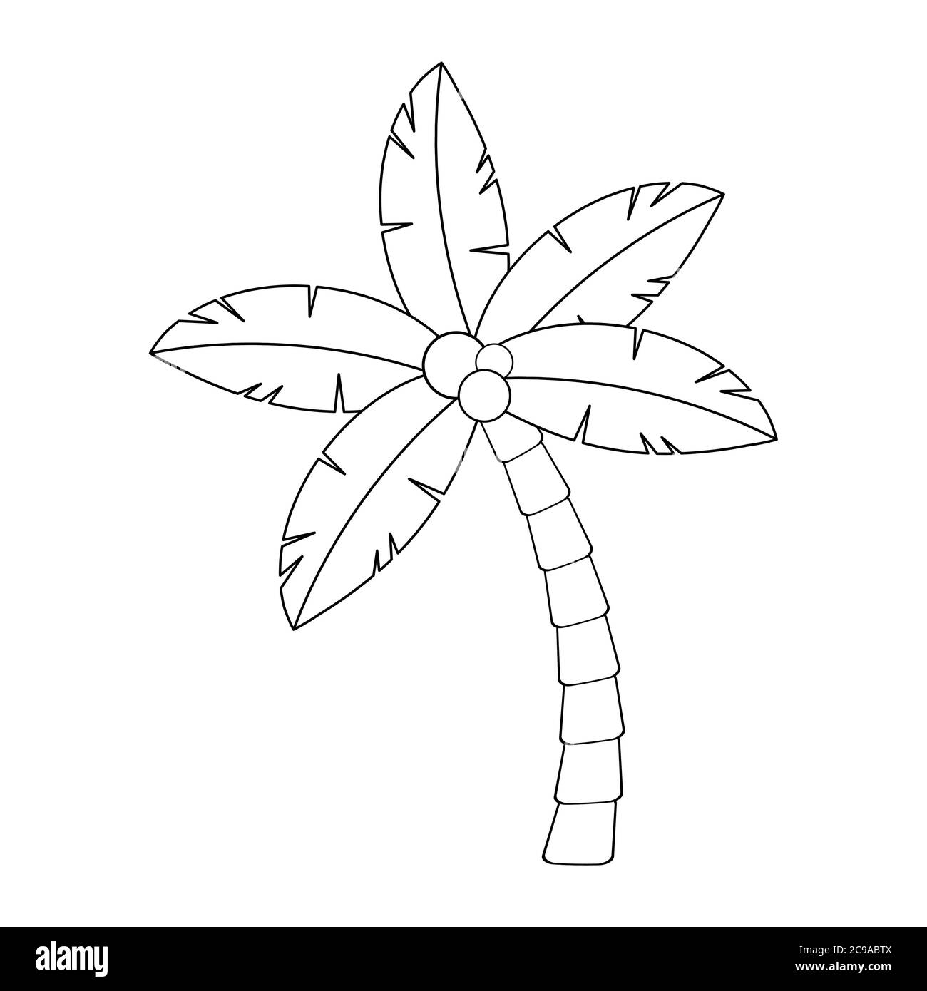 Contour de palmtree isolé sur blanc. Illustration du palmier hawaïen. Forme frontale de coco tropique. Noir et blanc unique exotique palmier isolé desi Illustration de Vecteur