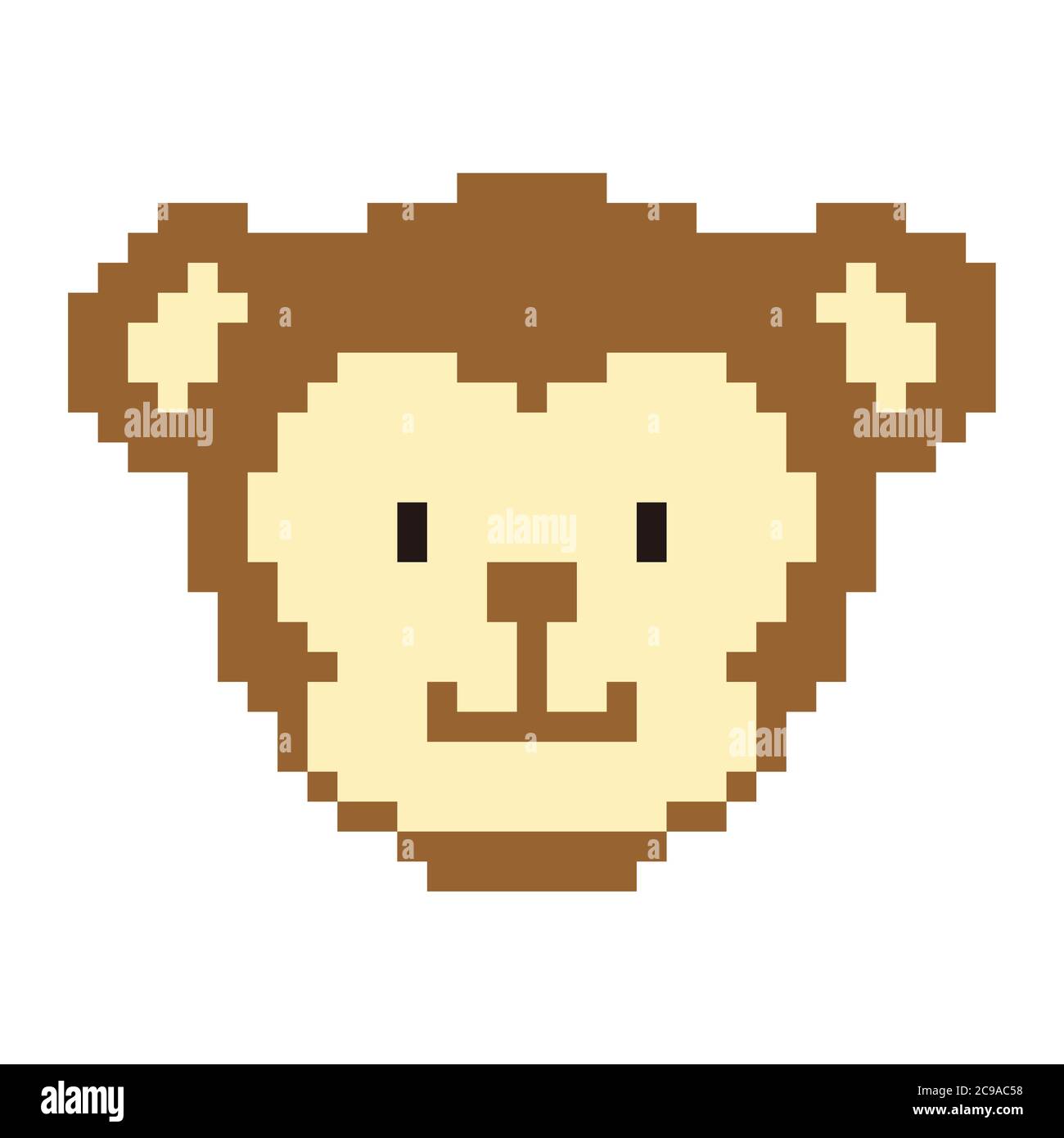 Pixel art tête de singe. Mignon APE pour les jeux et les sites Web. Personnage de jeu vidéo/pc rétro. Personnage animal de jeu Vector 8 bits isolé sur fond blanc Illustration de Vecteur