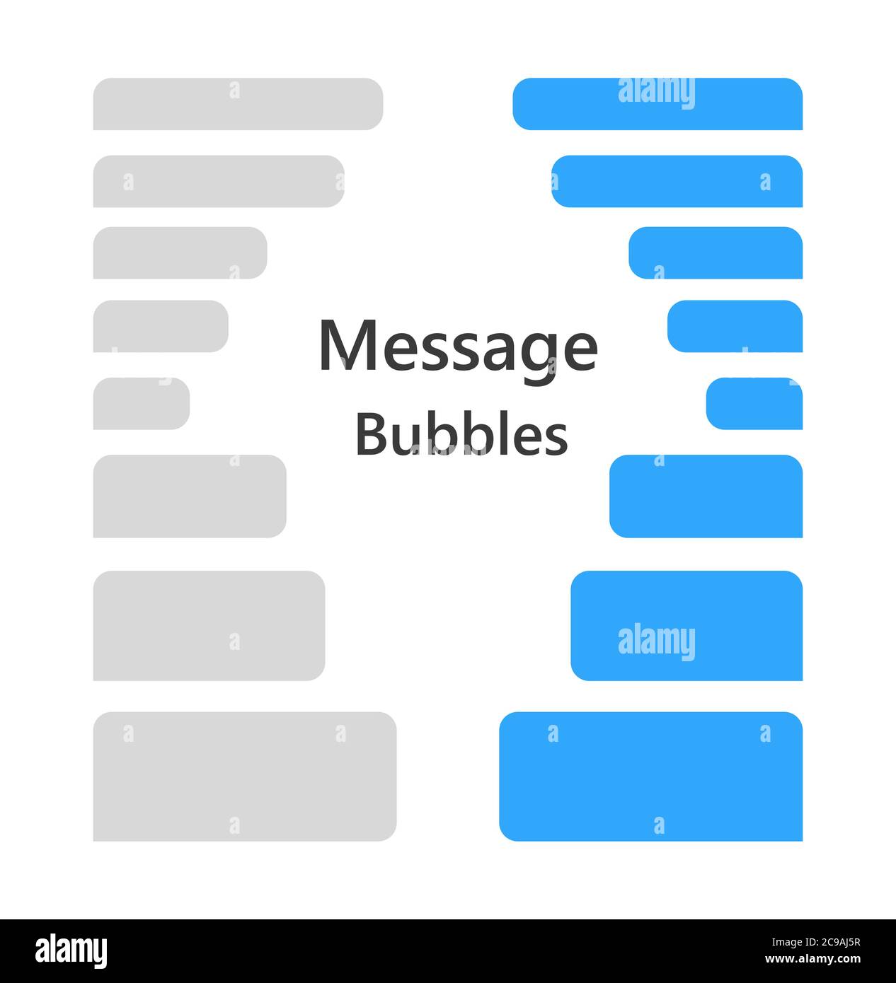 Ensemble de bulles de dialogue. Messagerie instantanée sous forme de bulle dans un style plat. Message vierge pour le texte pour le Web, téléphone de couleur grise et bleue. Illustration de Vecteur