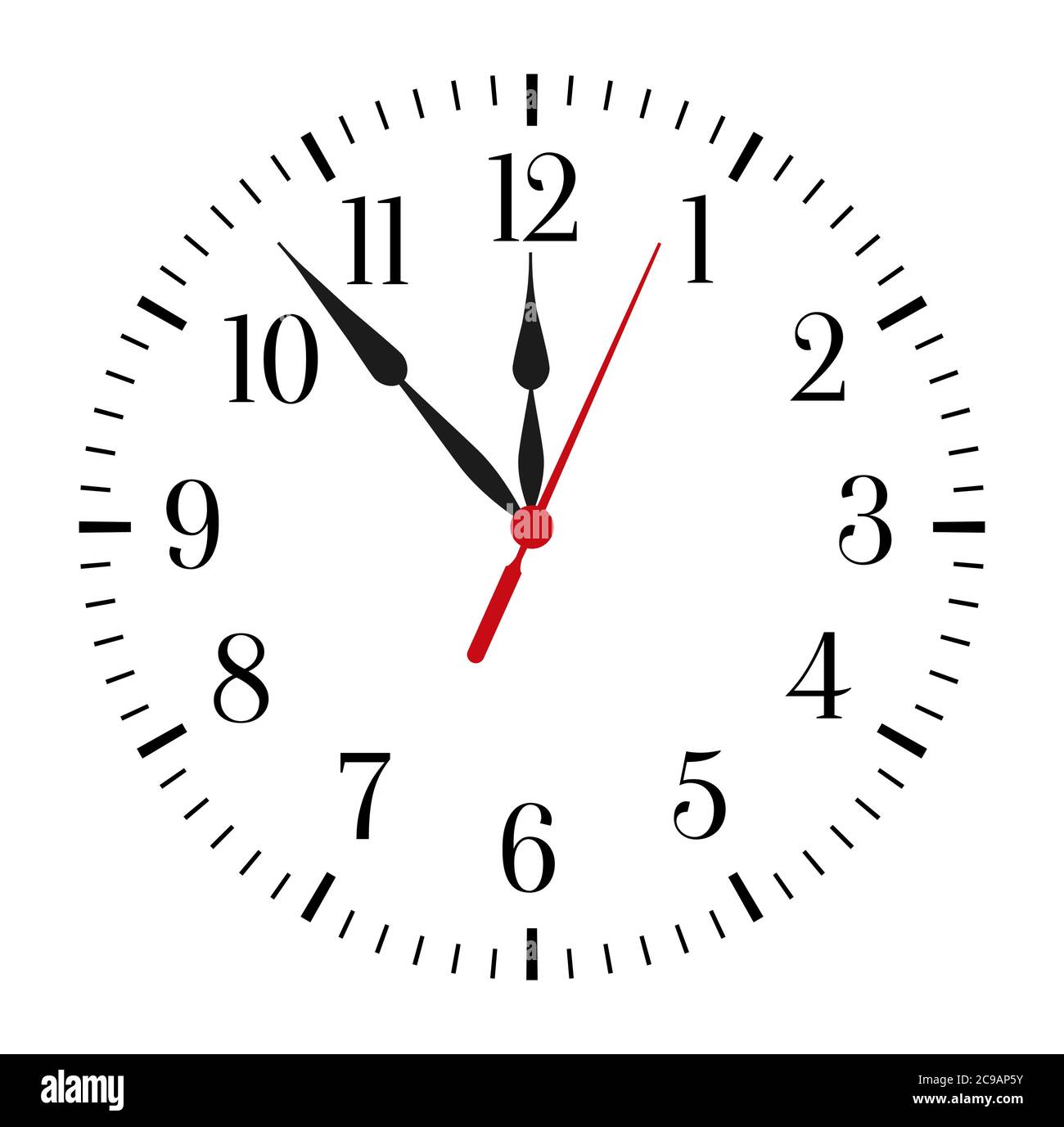 Face de l'horloge sur fond blanc. Horloge murale ronde classique noir et blanc. Illustration vectorielle Illustration de Vecteur
