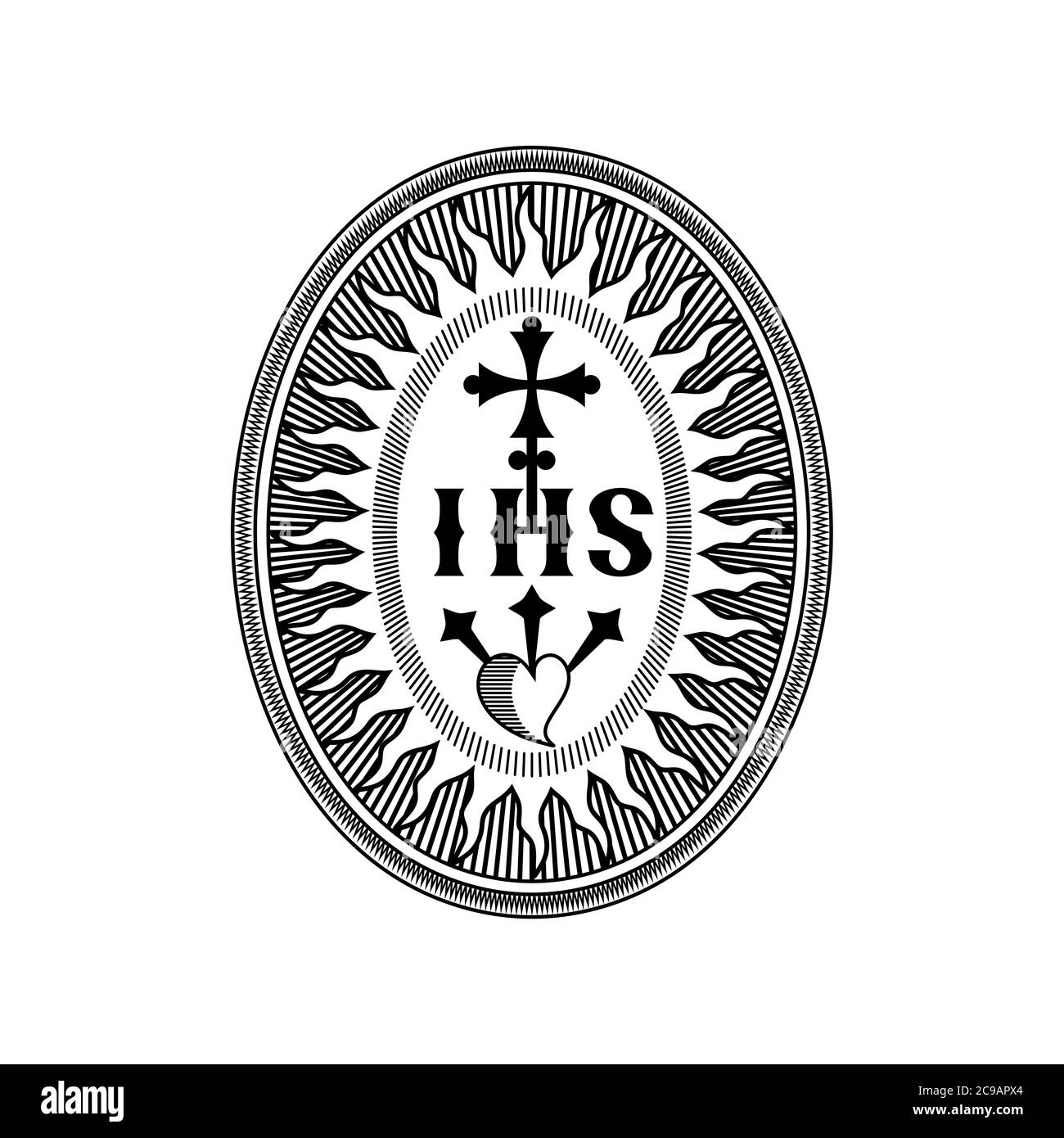 Symboles chrétiens. Illustration de l'ordre jésuite. La Société de Jésus est un ordre religieux de l'Église catholique dont le siège est à Rome. Illustration de Vecteur