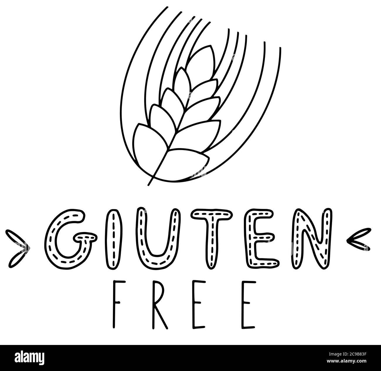 Affiche sans gluten tirée à la main . Style de ligne d'illustration vectorielle Illustration de Vecteur