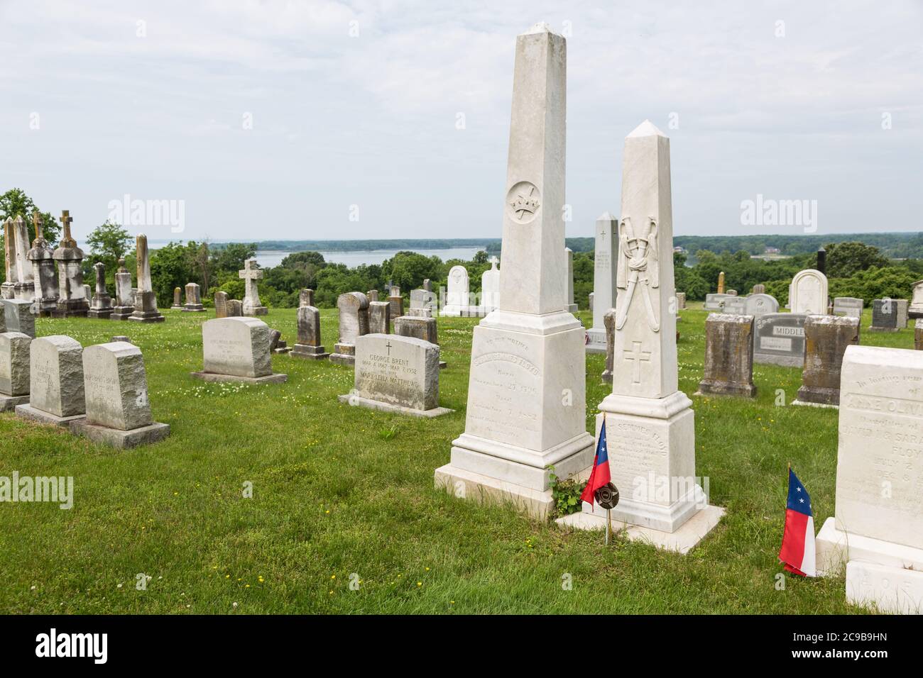 Maryland Histoire jésuite. Tombe du soldat confédéré, cimetière de l'église Saint-Ignace, Chapel Hill point, Maryland. Banque D'Images