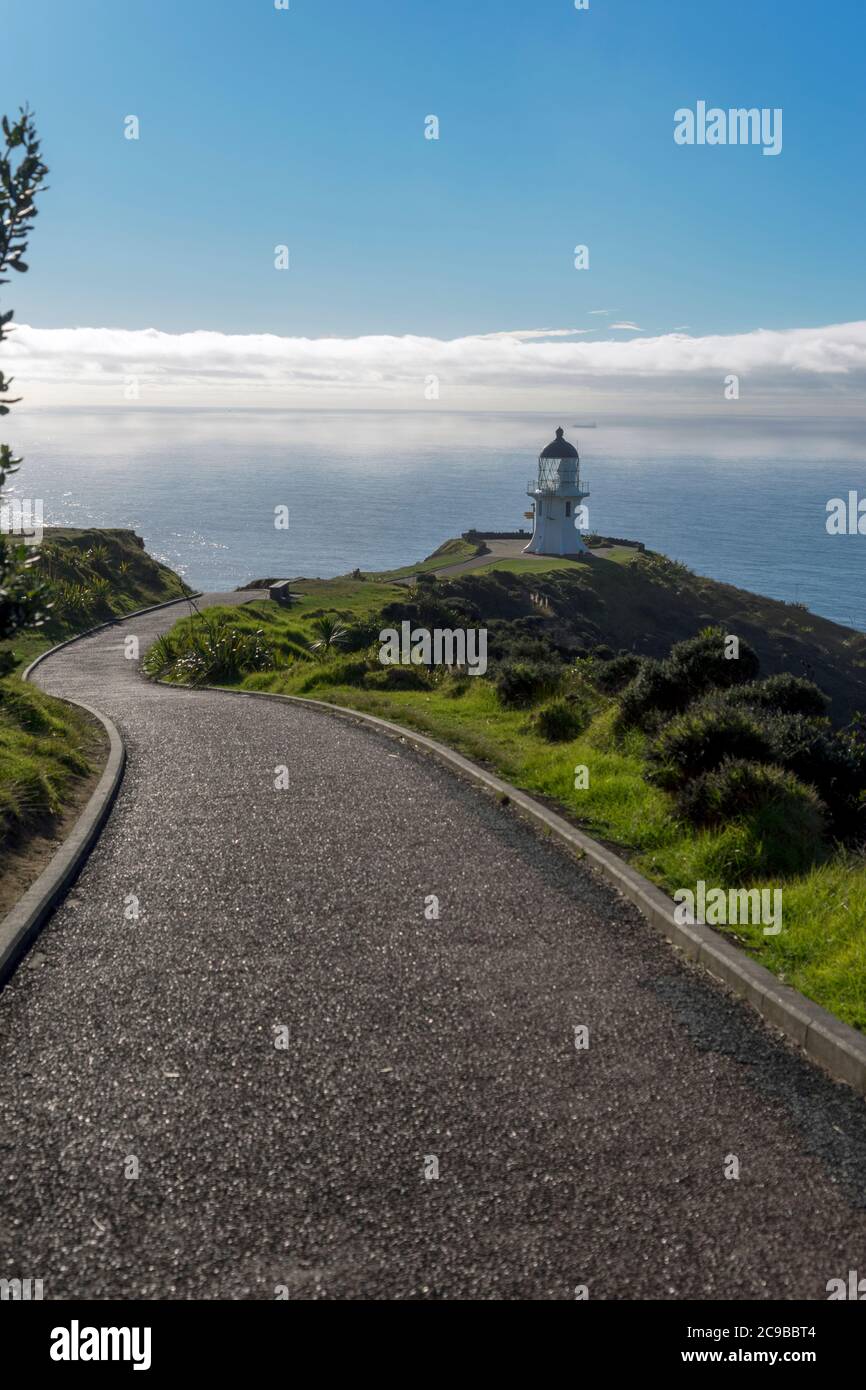 Cape Reinga, Île du Nord ; Nouvelle-Zélande - 15 juin 2019 : phare de Cape Reinga, point de repère nord de la Nouvelle-Zélande. Banque D'Images