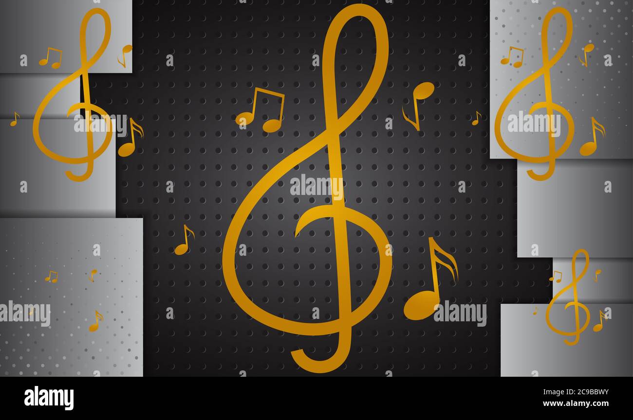 symbole de musique sur arrière-plan numérique sombre Illustration de Vecteur
