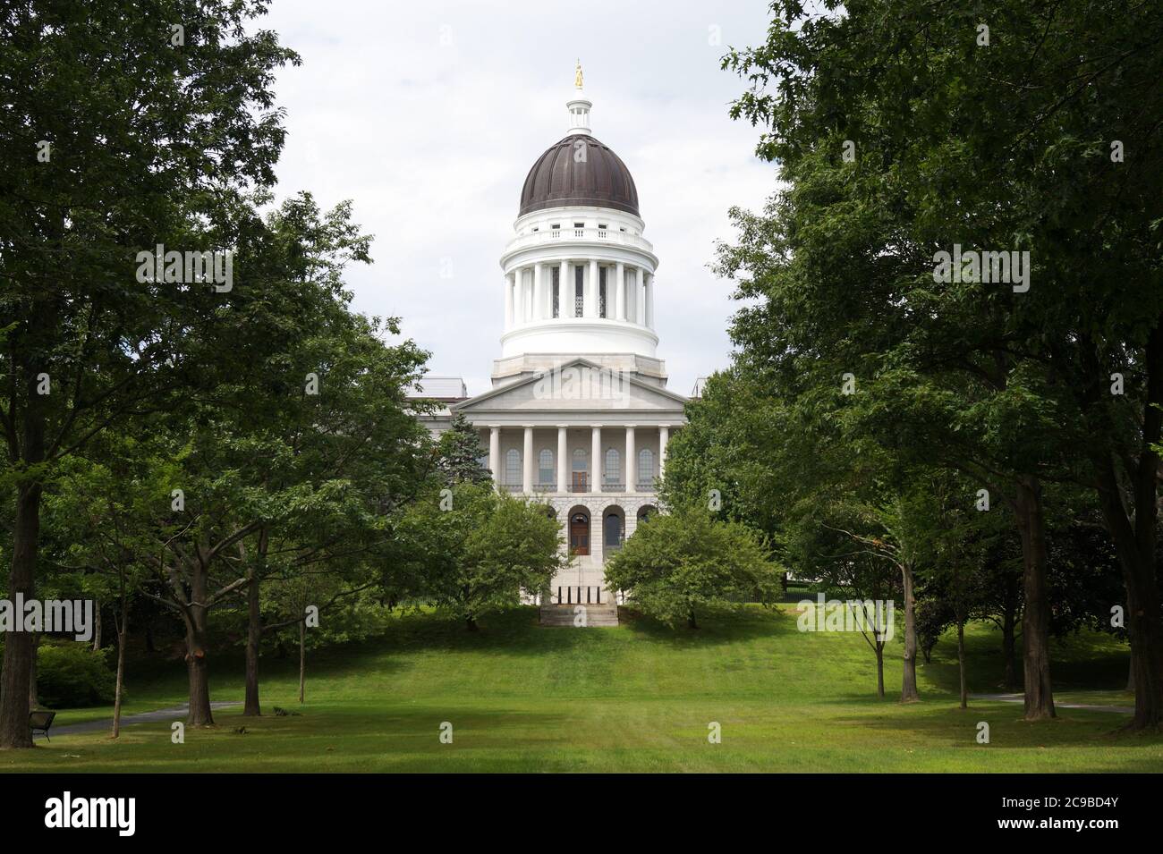 Maine State House, vue depuis le parc Capitol, Augusta, ME, États-Unis Banque D'Images
