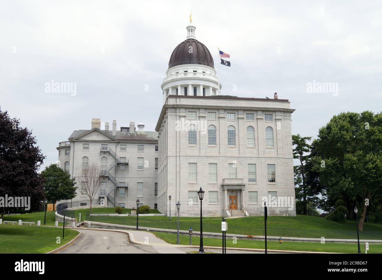 Maine State House, façade latérale, élévation sud, Augusta, ME, ÉTATS-UNIS Banque D'Images