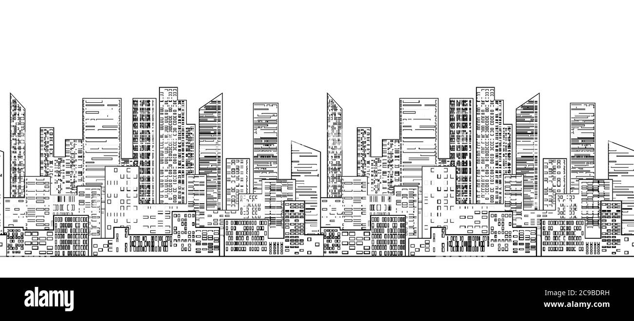 Bordure sans couture avec contour des gratte-ciel et des maisons urbaines pour votre conception Illustration de Vecteur