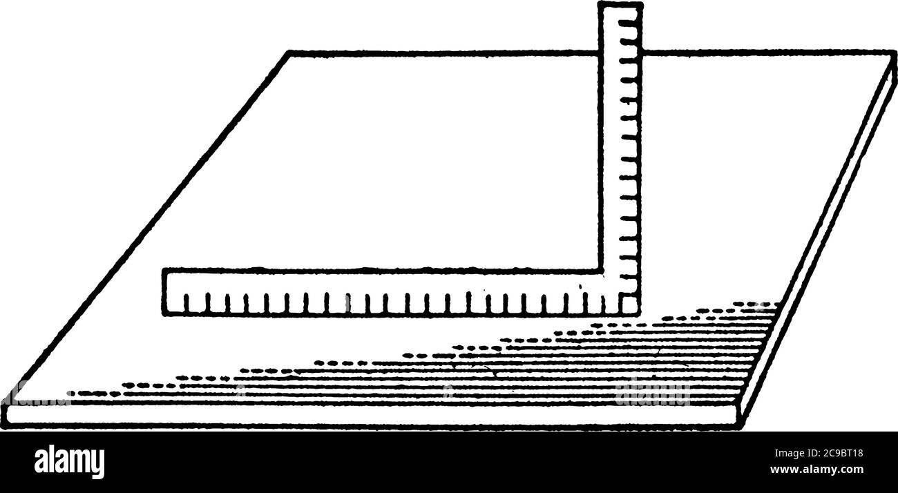 Echelle du triangle de droite reposant sur une surface plane, un dessin au trait vintage ou une illustration de gravure. Illustration de Vecteur