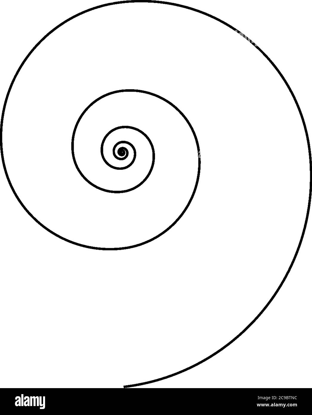 La courbe en spirale est une courbe qui s'étend d'un point tout en  s'écartant continuellement de ce point, un dessin de ligne vintage ou une  illustration de gravure Image Vectorielle Stock -