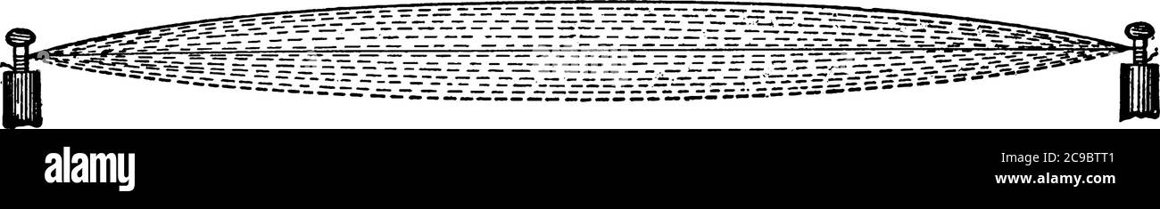 Pour observer les résultats d'une installation expérimentale, en pleurs la corde d'un sonomètre près de sa fin et en la fixant ainsi dans la vibration comme un trou, vinta Illustration de Vecteur