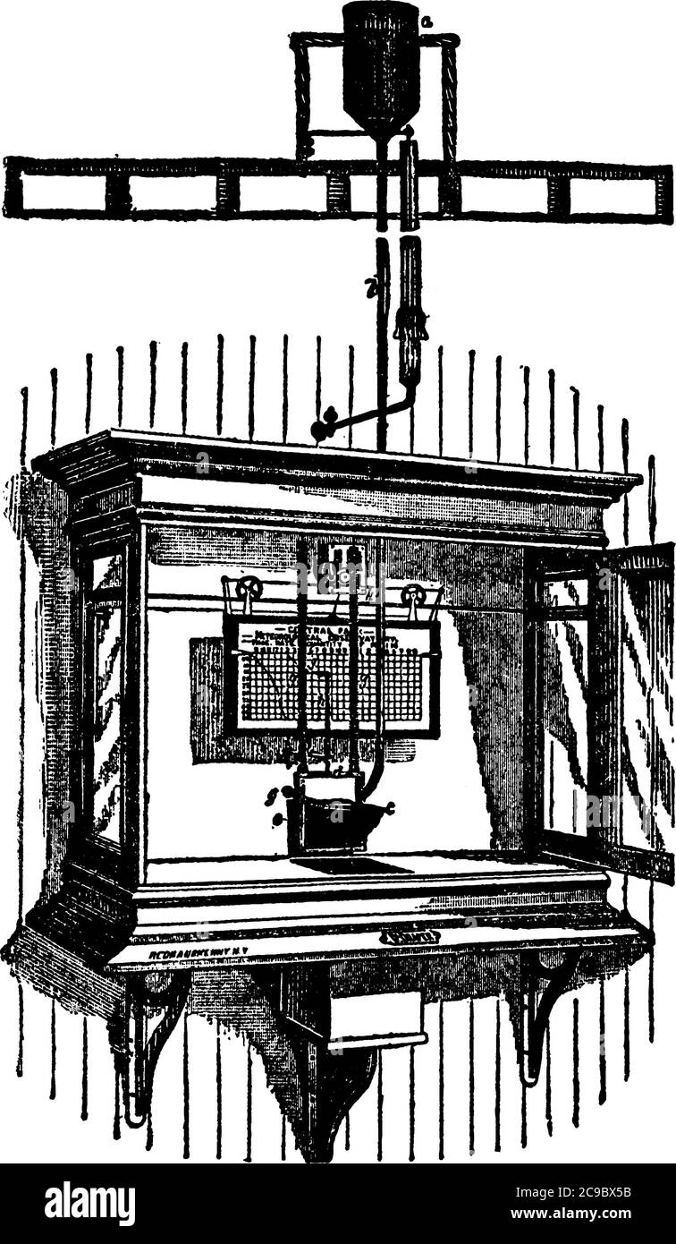 Le pluviomètre, instrument ou contributif pour mesurer la quantité de pluie qui tombe sur une surface donnée, généralement utilisé par les météorologues et l'hyd Illustration de Vecteur