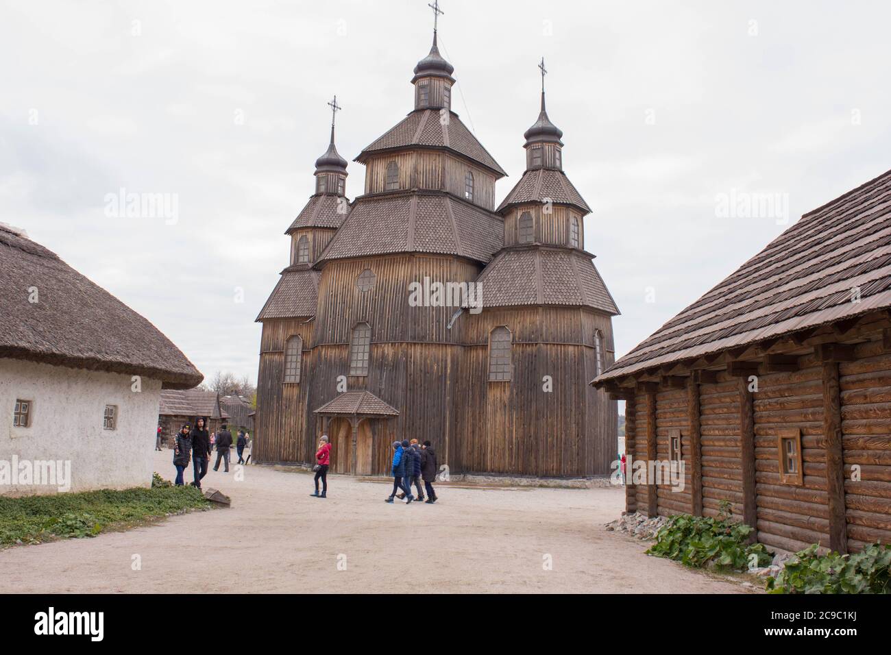 Logement Zaporizhzhya Cosaques sur l'île de Khortytsya Banque D'Images