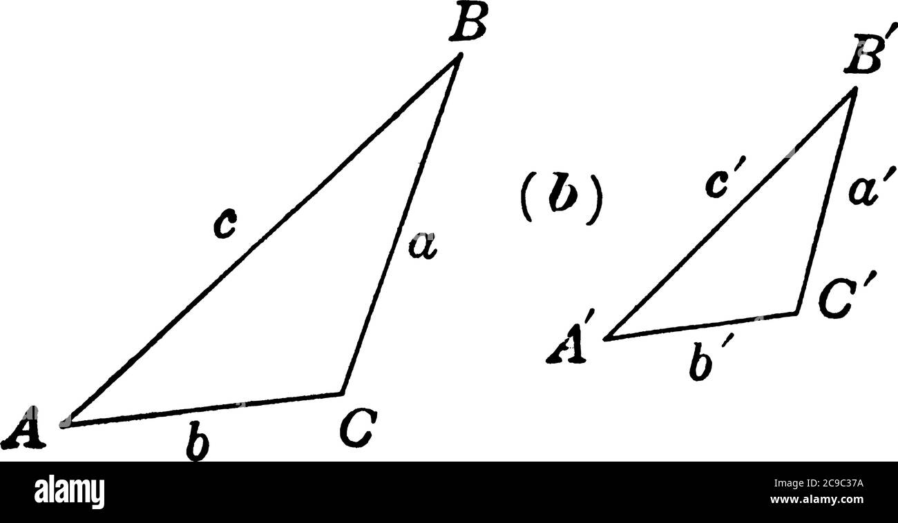 Deux triangles similaires, ils ont la même forme, mais leurs tailles sont différentes, dessin de ligne vintage ou illustration de gravure. Illustration de Vecteur