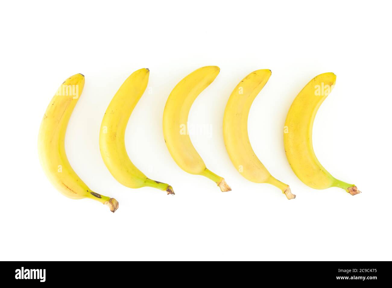 Banane isolée sur fond blanc. Pose à plat. Vue de dessus. Concept été avec bananes Banque D'Images