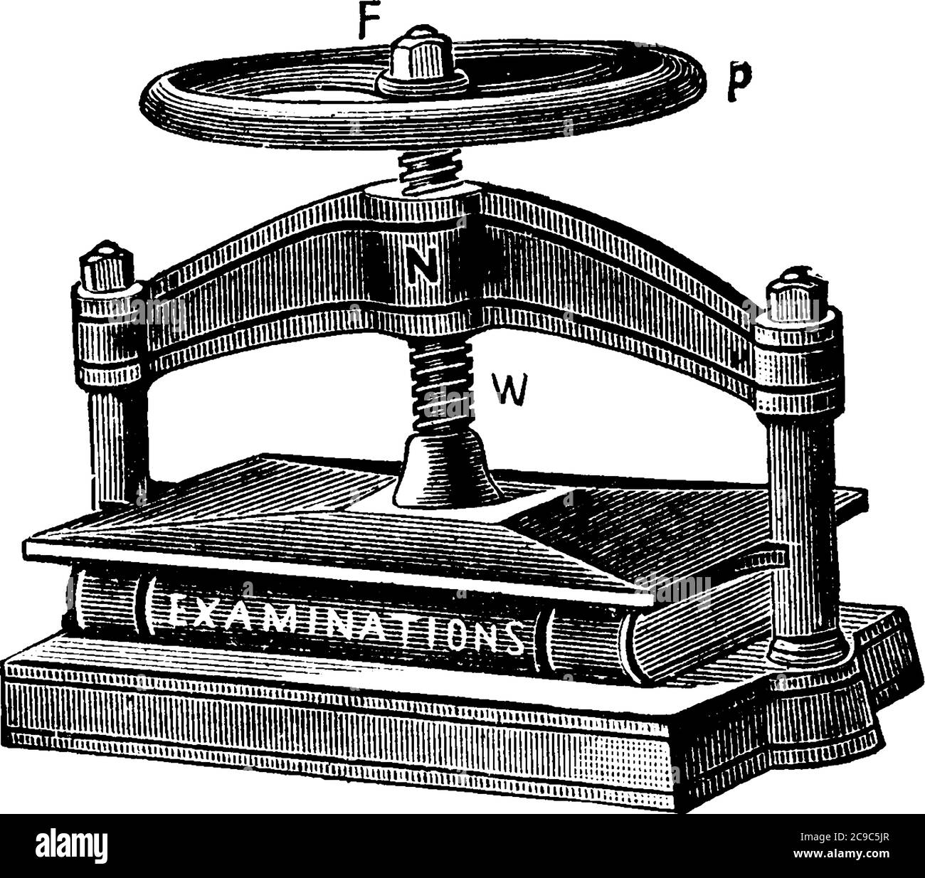 Une vis en bois ou en métal, avec une crête en spirale (le filetage) enroulée autour de sa circonférence. Le filetage fonctionne dans un écrou, dans lequel il Illustration de Vecteur