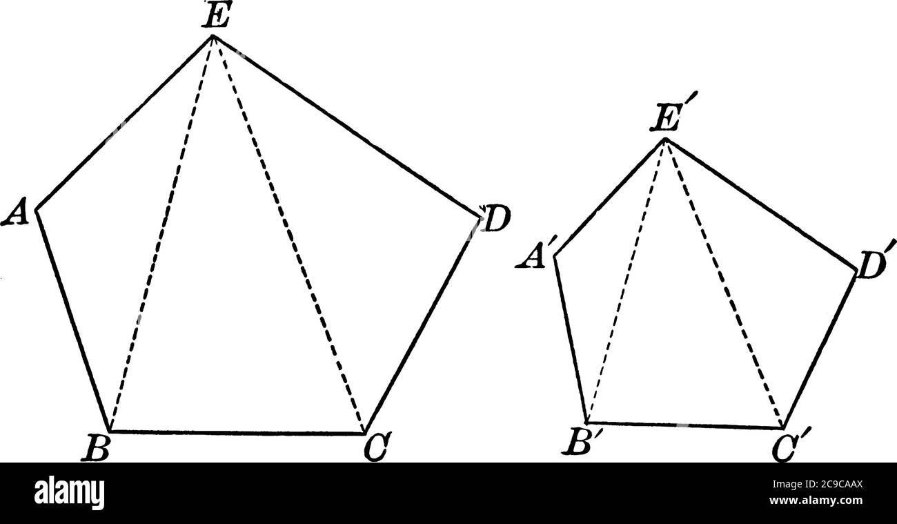 Diagramme dans lequel deux pentagons similaires sont représentés, dessin de ligne vintage ou illustration de gravure. Illustration de Vecteur