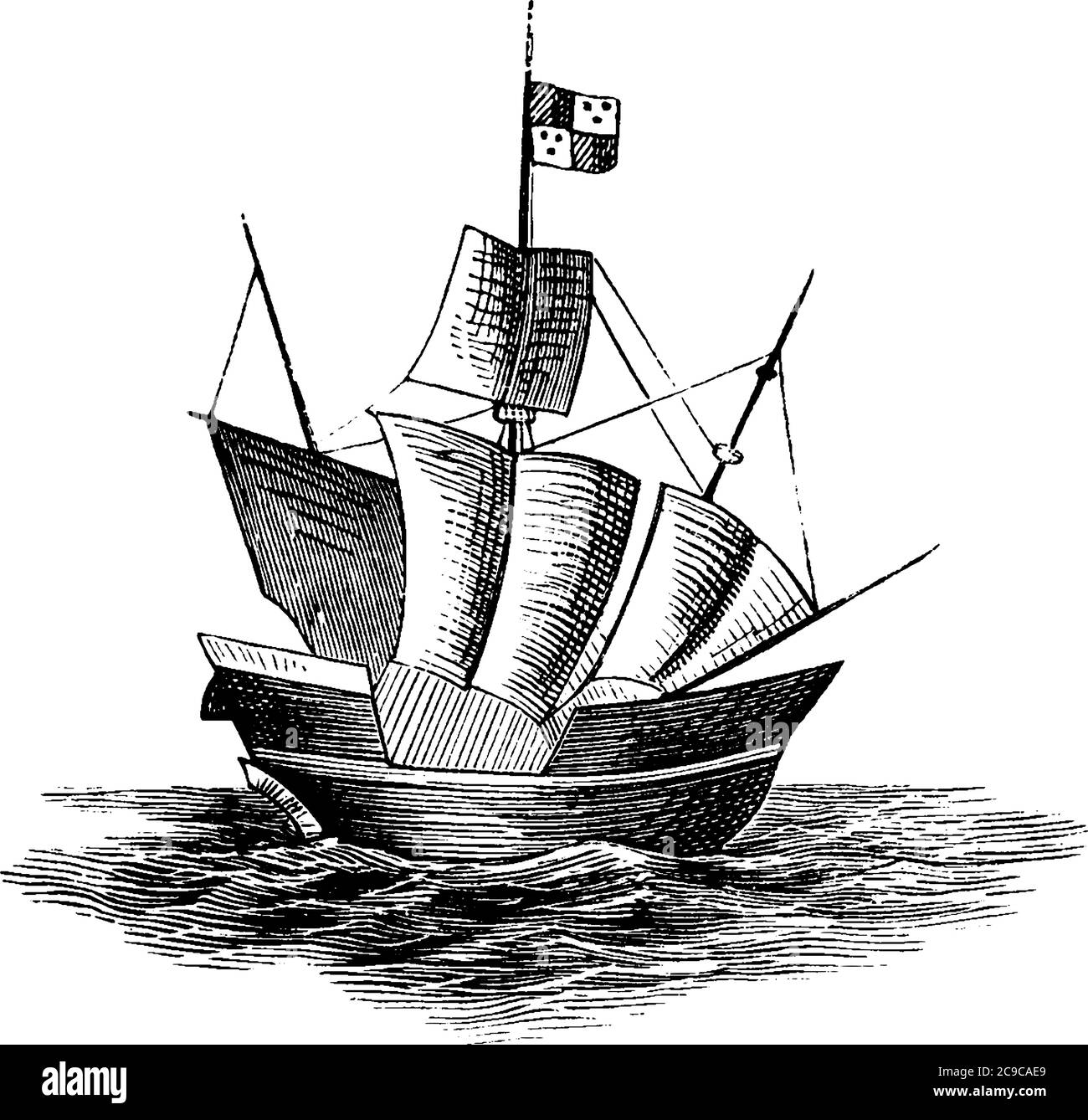 La photo représente un navire, une grande embarcation qui navigue à travers les océans et les voies navigables profondes du monde, transportant des passagers et des marchandises, ou dans le commerce, vi Illustration de Vecteur