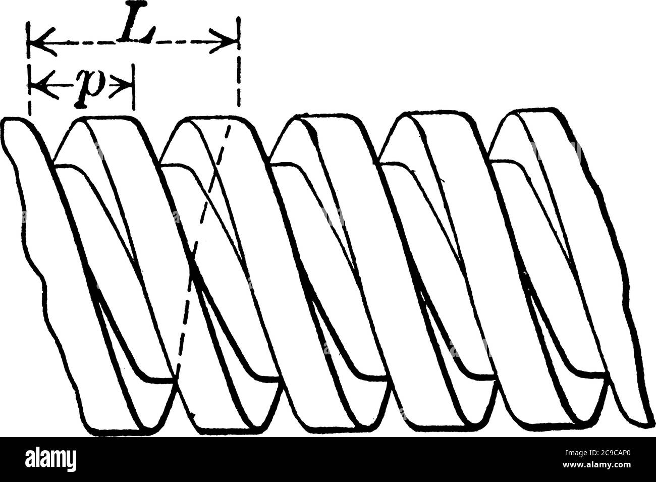 Il s'agit d'une vis. Il s'agit d'une broche métallique courte, fine et pointue avec un filetage hélicoïdal surélevé qui tourne autour de lui, un dessin de ligne vintage ou une gravure illu Illustration de Vecteur