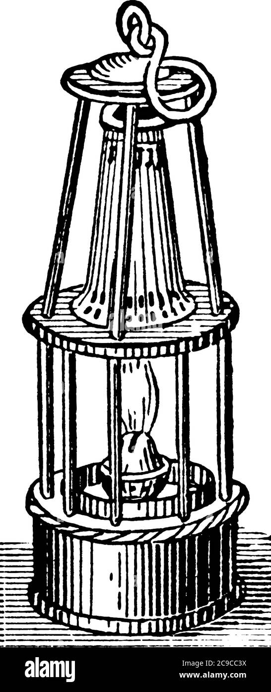 Une représentation type de la « lampe de sécurité », généralement utilisée pour les mineurs de charbon. Ces lampes de sécurité protègent les mineurs de charbon contre les effets nocifs de Illustration de Vecteur