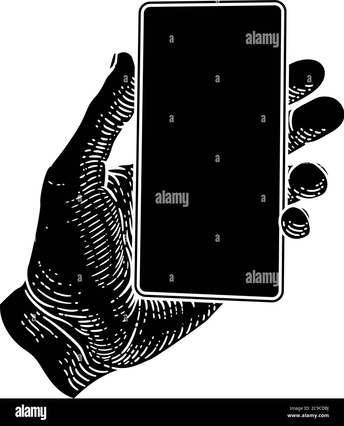 Hand Holding Mobile Phone style Vintage Illustration de Vecteur