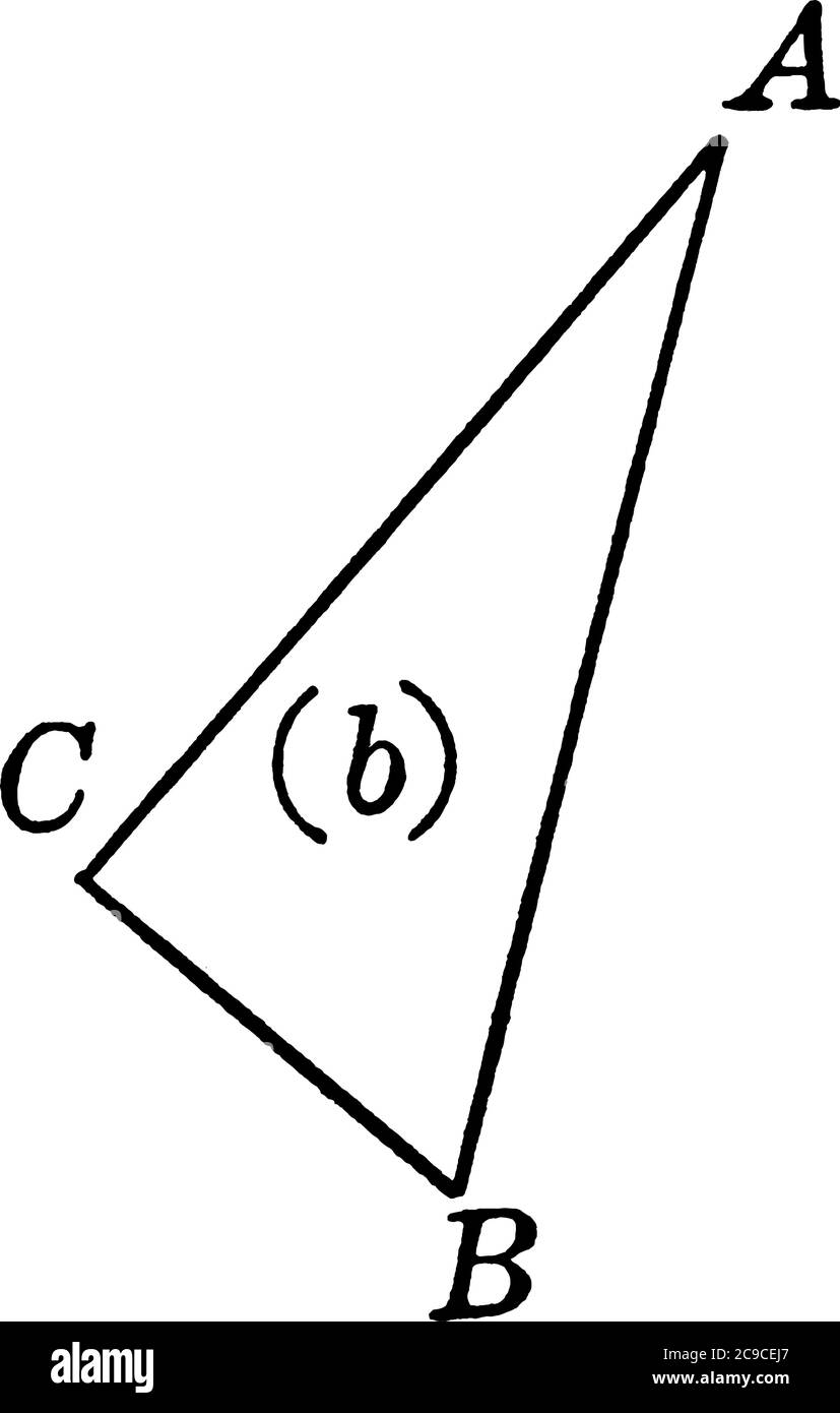 Triangle de droite avec sommets ABC et zone b, dessin de ligne vintage ou illustration de gravure. Illustration de Vecteur