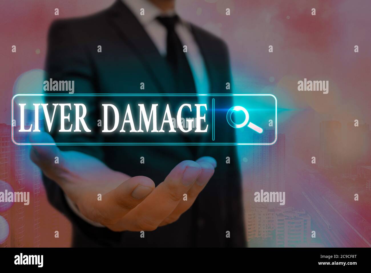 Texte écrit mot foie dommages. Photo d'affaires présentant tout désordre de la cirrhose du foie ou de la cicatrisation du foie Web recherche numérique information Banque D'Images