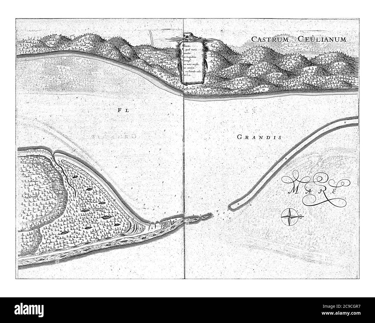 Carte du fort Ceulen et des environs, c. 1636-1644, Jan van Brosterhuyzen, d'après Frans Jansz Post, 1645 - 1647 carte du fort Ceulen et des environs, c. 1636-164 Banque D'Images