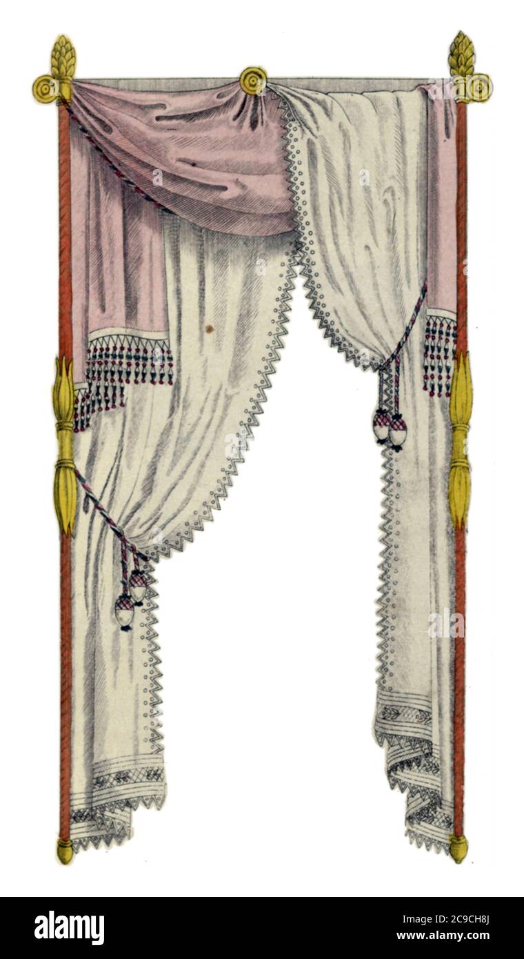 Elegantia, ou magazine de mode, de luxe et de goût pour les femmes, avril 1809, selon le texte d'accompagnement (p. 124): Objets de goût, Vintage engr Banque D'Images