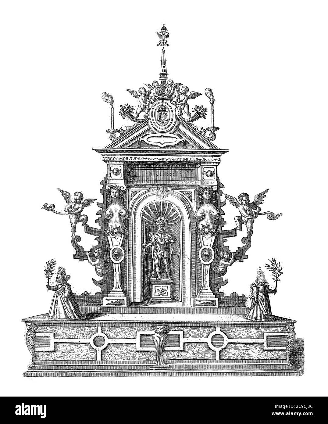 Théâtre avec le duc Frederick I en 1314. Entrée festive de l'Archiduke Ernst en tant que gouverneur des pays-Bas tenue à Bruxelles le 30 janvier 1594, vintage en Banque D'Images