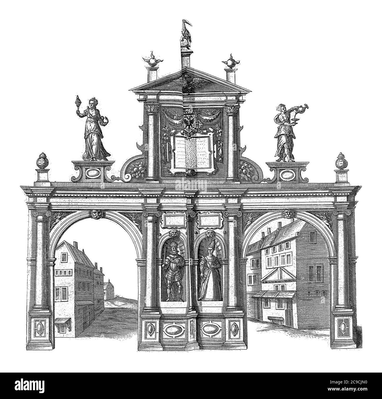 Théâtre avec l'empereur Maximilian I et Marie de Bourgogne en 1486. Entrée festive de l'Archiduke Ernst en tant que gouverneur des pays-Bas, tenue à Bruxelles le janvier Banque D'Images