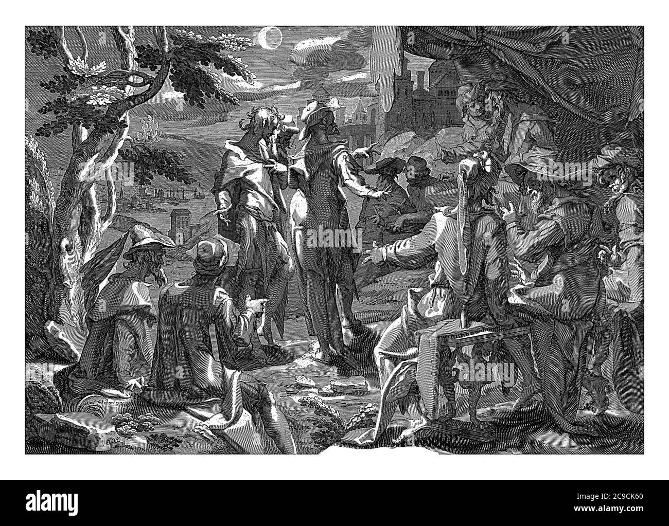 Juges d'Athènes sur l'Areopagus, Willem Isaacsz. Van Swanenburg, après Joachim Wtewael, 1606 les juges d'Athènes se réunissent la nuit sur l'Areopagus A. Banque D'Images