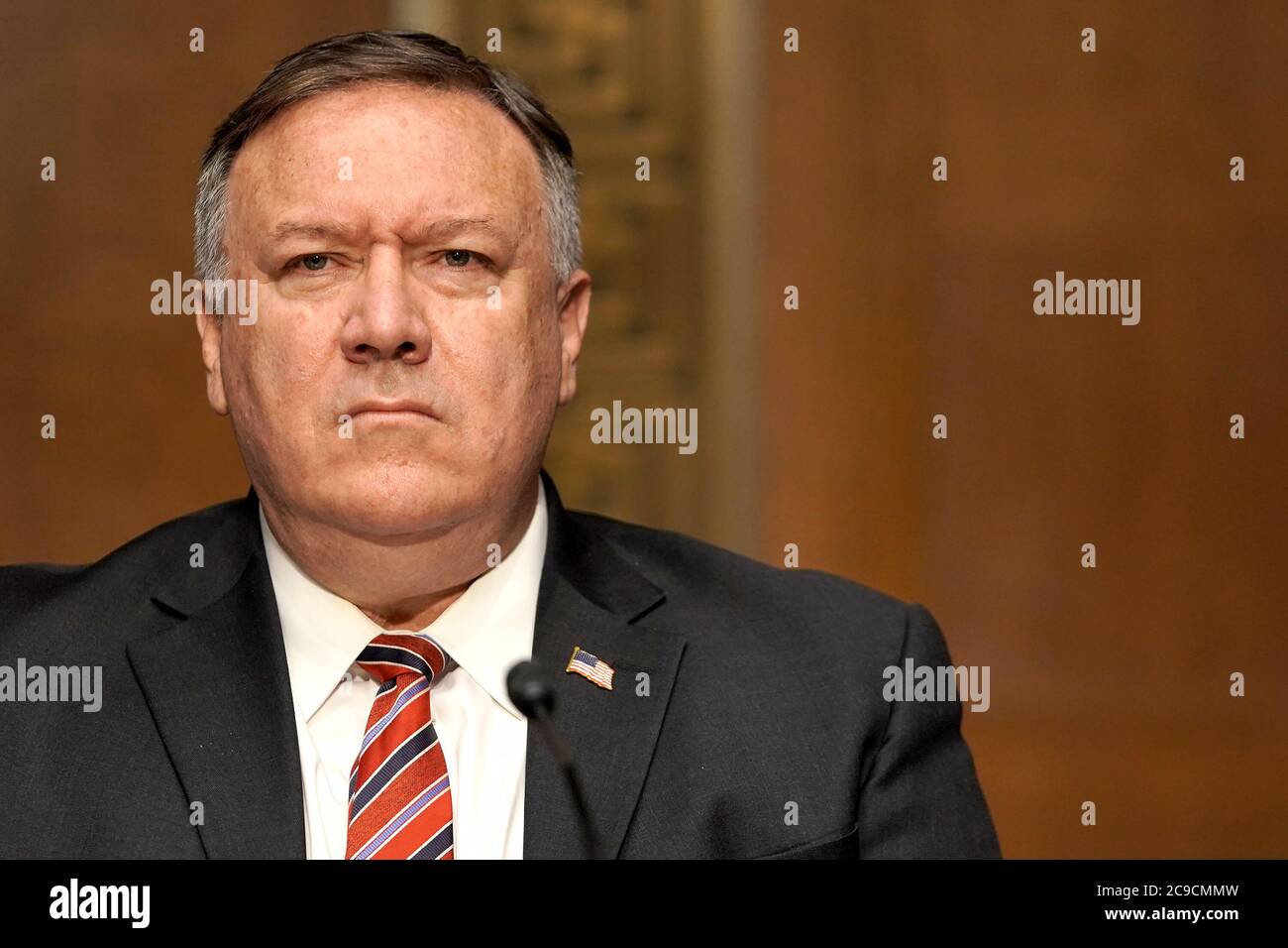 Washington, États-Unis. 30 juillet 2020. Le secrétaire d'État Michael Pompeo témoigne lors d'une audience du comité sénatorial des relations étrangères sur le budget 2021 du département d'État, à Capitol Hill à Washington, DC, le 30 juillet 2020. Photo par Greg Nash/UPI crédit: UPI/Alay Live News Banque D'Images