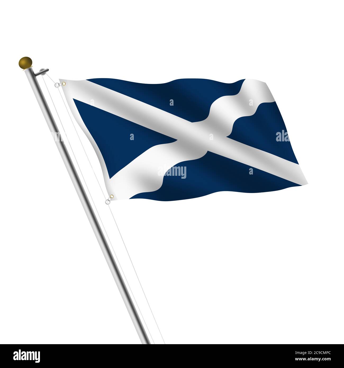 Illustration 3d Scotland Flagpole en blanc avec masque Banque D'Images