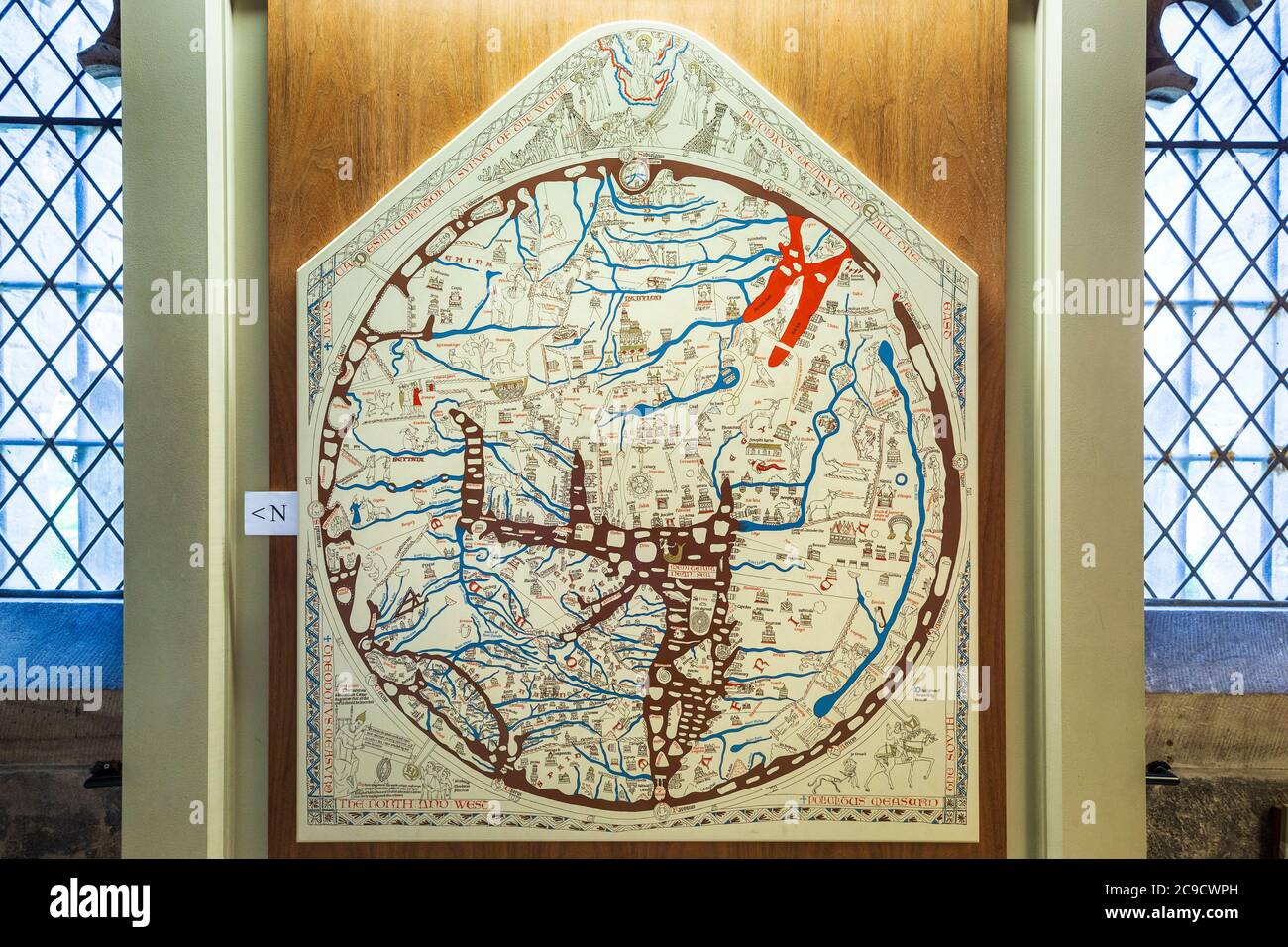 Une illustration de la Mappa Mundi à la cathédrale de Hereford, en Angleterre Banque D'Images